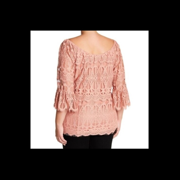 NWT $49 Want And Need Pink Lace 3/4‎ Sleeve Top [ PLUS SZ 2X ] - Picture 2 of 12